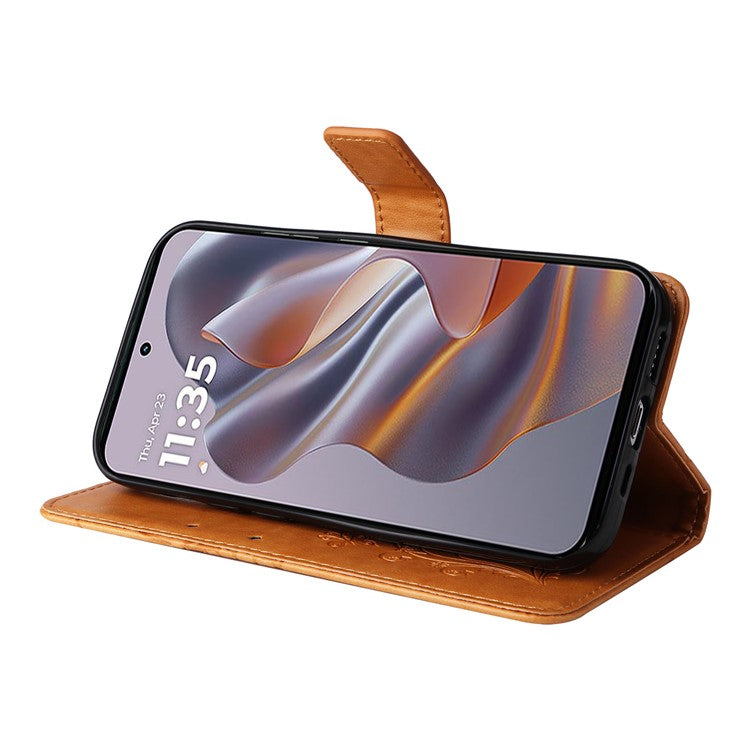 KT Imprinting Flower Series-2 For Motorola Edge 50 Neo 5G / Moto S50 5G / Thinkphone 25 5G Case Butterfly Leather Phone Cover - Yellow