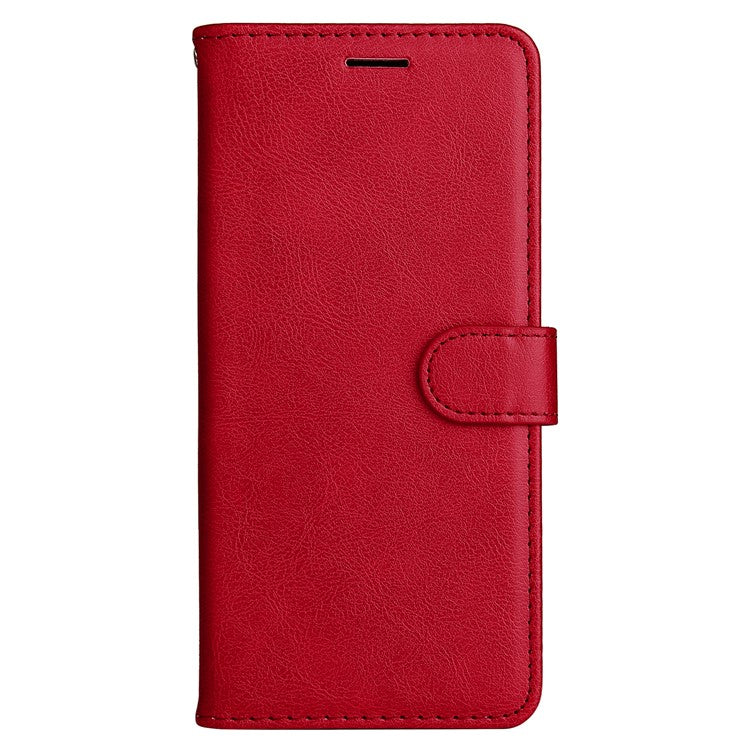 KT Leather Series-2 for Motorola Edge 50 Neo 5G Case Solid Color Leather Phone Cover Wallet Stand - Red