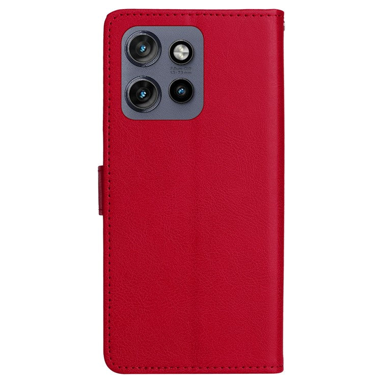 KT Leather Series-2 for Motorola Edge 50 Neo 5G Case Solid Color Leather Phone Cover Wallet Stand - Red