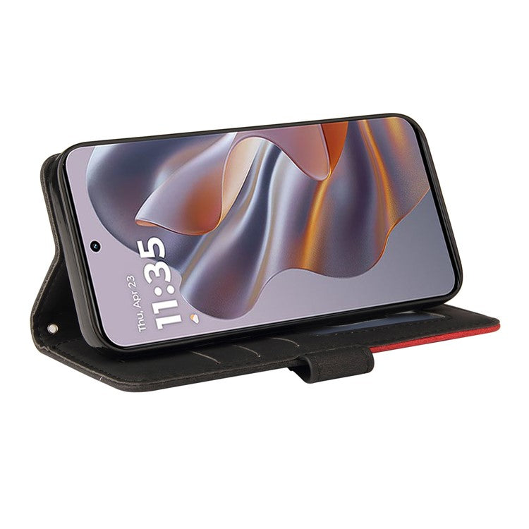 KT Leather Series-1 For Motorola Edge 50 Neo 5G / Moto S50 5G / Thinkphone 25 5G Leather Case Color Splicing Phone Cover Wallet Stand - Black