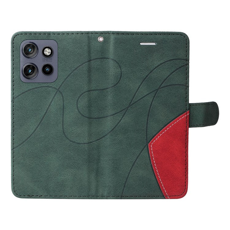 KT Leather Series-1 For Motorola Edge 50 Neo 5G / Moto S50 5G / Thinkphone 25 5G Leather Case Color Splicing Phone Cover Wallet Stand - Green