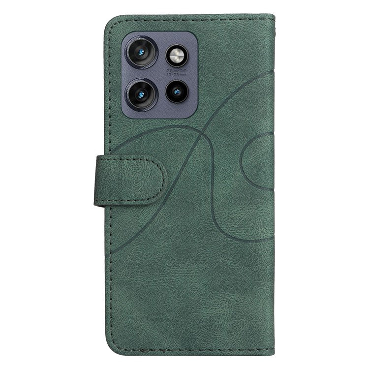 KT Leather Series-1 For Motorola Edge 50 Neo 5G / Moto S50 5G / Thinkphone 25 5G Leather Case Color Splicing Phone Cover Wallet Stand - Green