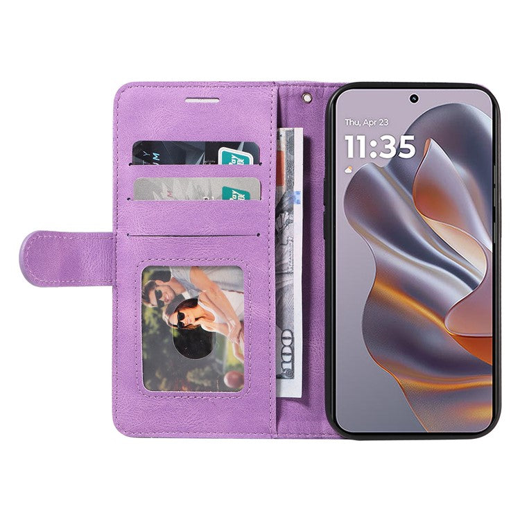 KT Leather Series-1 For Motorola Edge 50 Neo 5G / Moto S50 5G / Thinkphone 25 5G Leather Case Color Splicing Phone Cover Wallet Stand - Light Purple