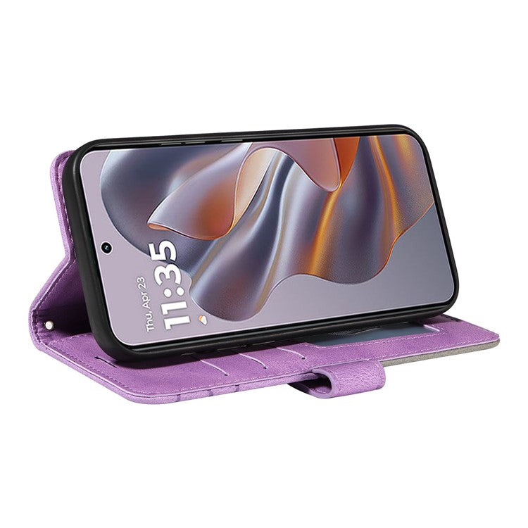 KT Leather Series-1 For Motorola Edge 50 Neo 5G / Moto S50 5G / Thinkphone 25 5G Leather Case Color Splicing Phone Cover Wallet Stand - Light Purple