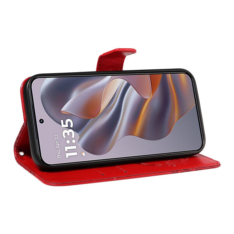 For Motorola Edge 50 Neo 5G / Moto S50 5G / Thinkphone 25 5G Case Butterfly Pattern Leather Wallet Flip Phone Cover - Red