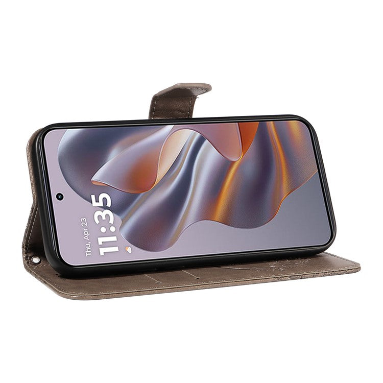 For Motorola Edge 50 Neo 5G / Moto S50 5G / Thinkphone 25 5G Case Butterfly Pattern Leather Wallet Flip Phone Cover - Grey