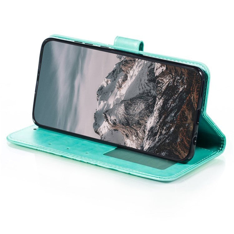 For Samsung Galaxy S24 FE Case PU Leather Mandala Imprinted Design Wallet Phone Cover - Green