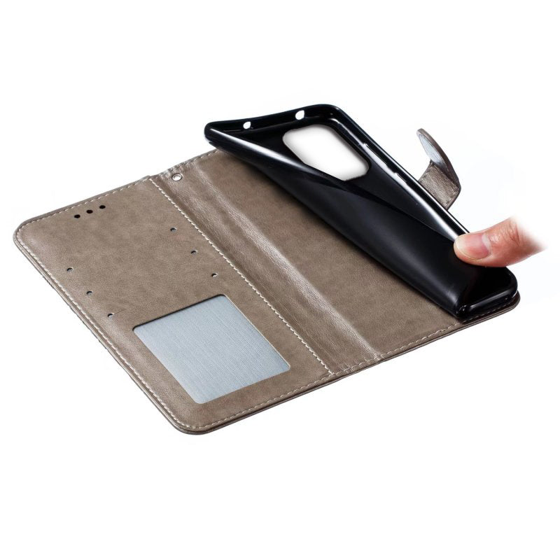 For Samsung Galaxy A16 5G / A16 4G Case PU Leather Mandala Imprinted Design Wallet Phone Cover - Grey