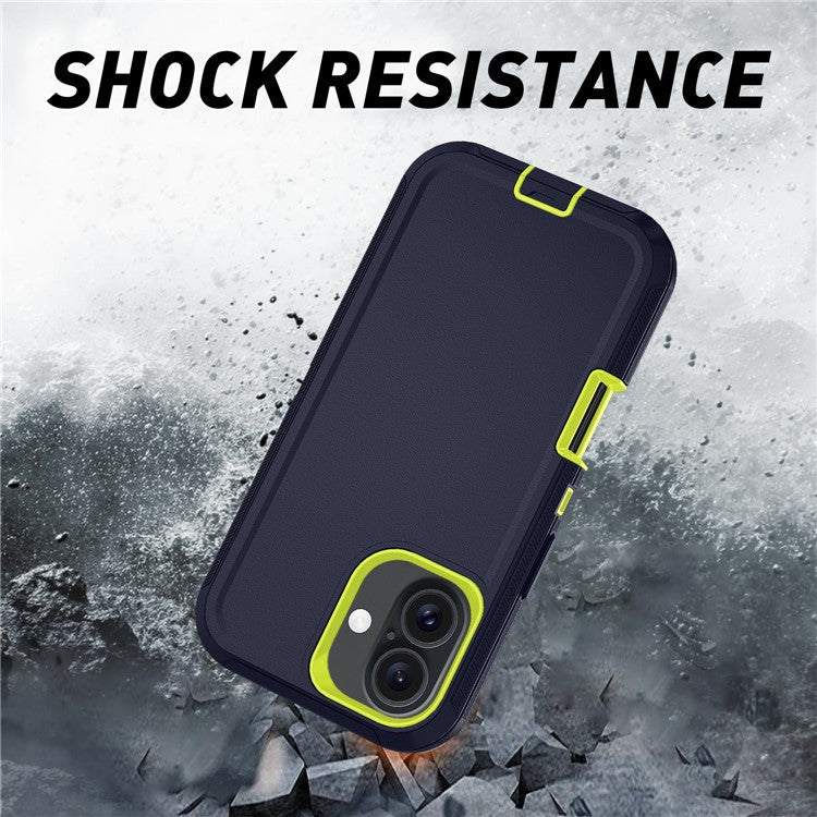 For iPhone 16 Plus Case Detachable PC+TPU Drop-Proof Back Cover - Dark Grey+Green