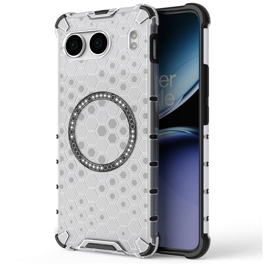 For OnePlus Nord 4 Case Compatible with MagSafe Honeycomb Design TPU+PC Phone Cover - Transparent