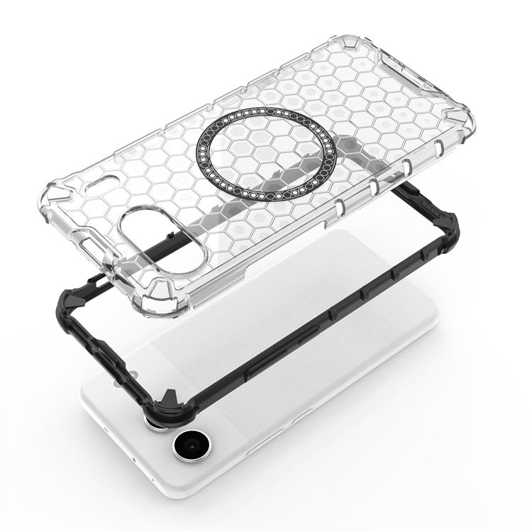 For OnePlus Nord 4 Case Compatible with MagSafe Honeycomb Design TPU+PC Phone Cover - Grey