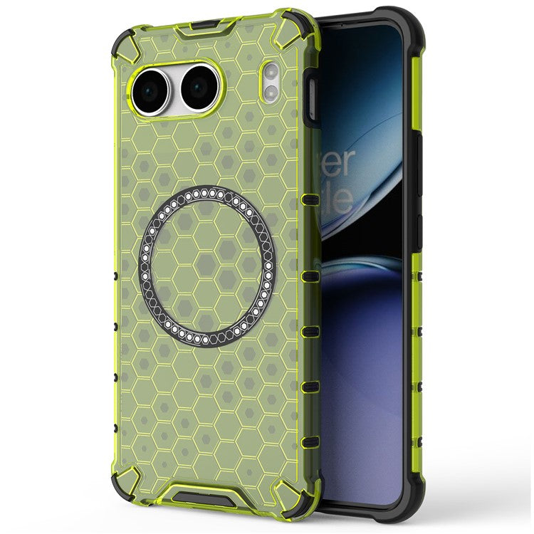 For OnePlus Nord 4 Case Compatible with MagSafe Honeycomb Design TPU+PC Phone Cover - Green