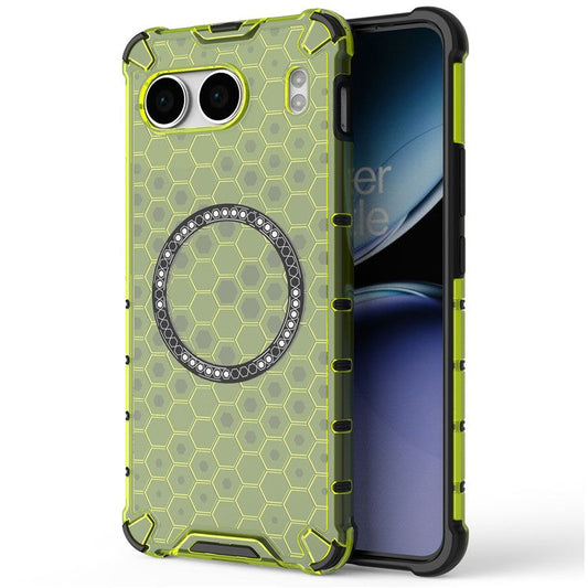For OnePlus Nord 4 Case Compatible with MagSafe Honeycomb Design TPU+PC Phone Cover - Green
