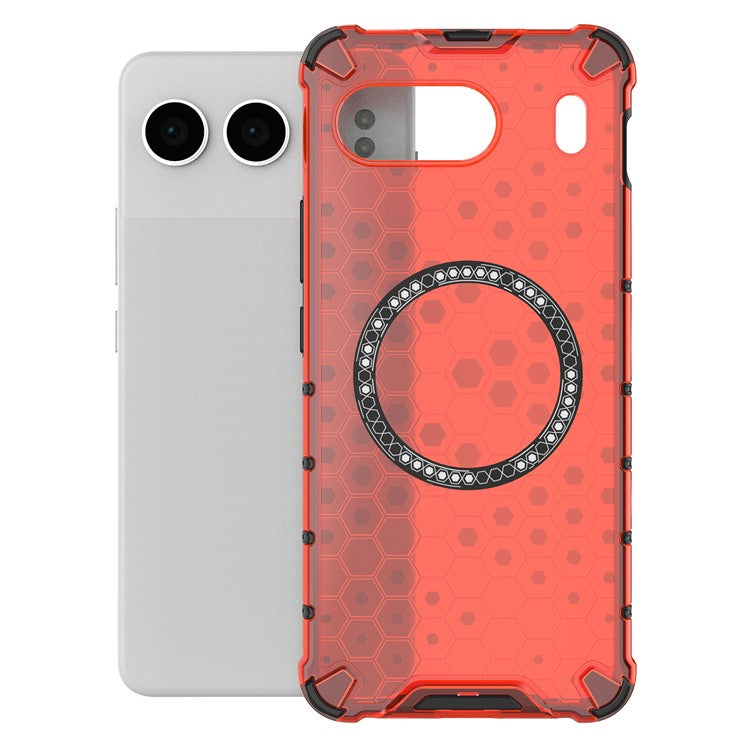For OnePlus Nord 4 Case Compatible with MagSafe Honeycomb Design TPU+PC Phone Cover - Red