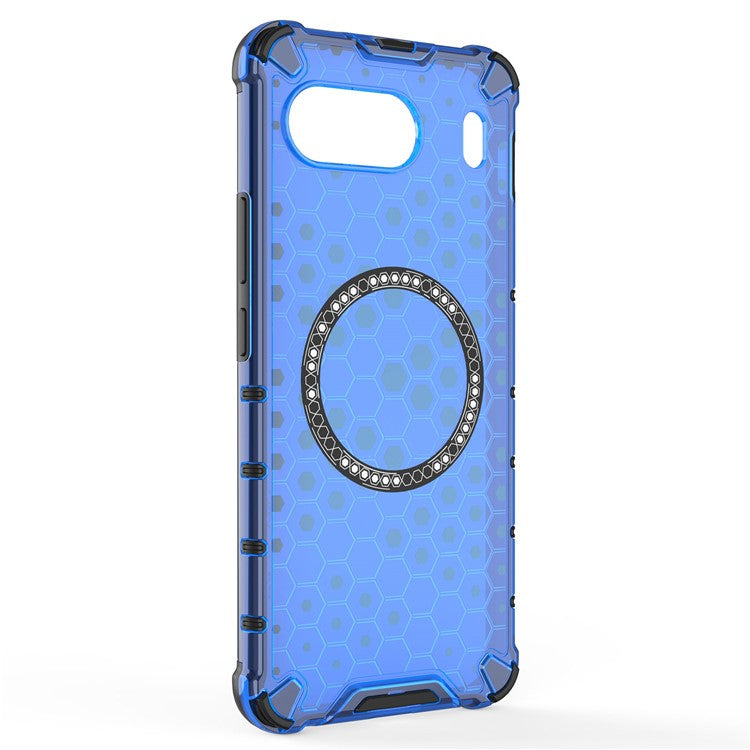 For OnePlus Nord 4 Case Compatible with MagSafe Honeycomb Design TPU+PC Phone Cover - Blue