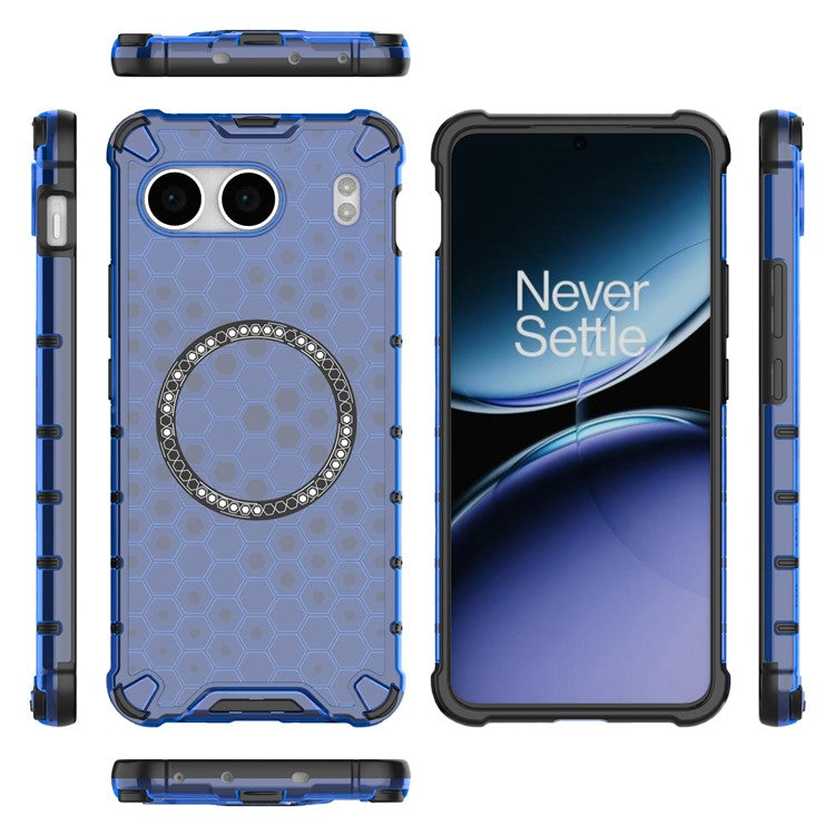For OnePlus Nord 4 Case Compatible with MagSafe Honeycomb Design TPU+PC Phone Cover - Blue