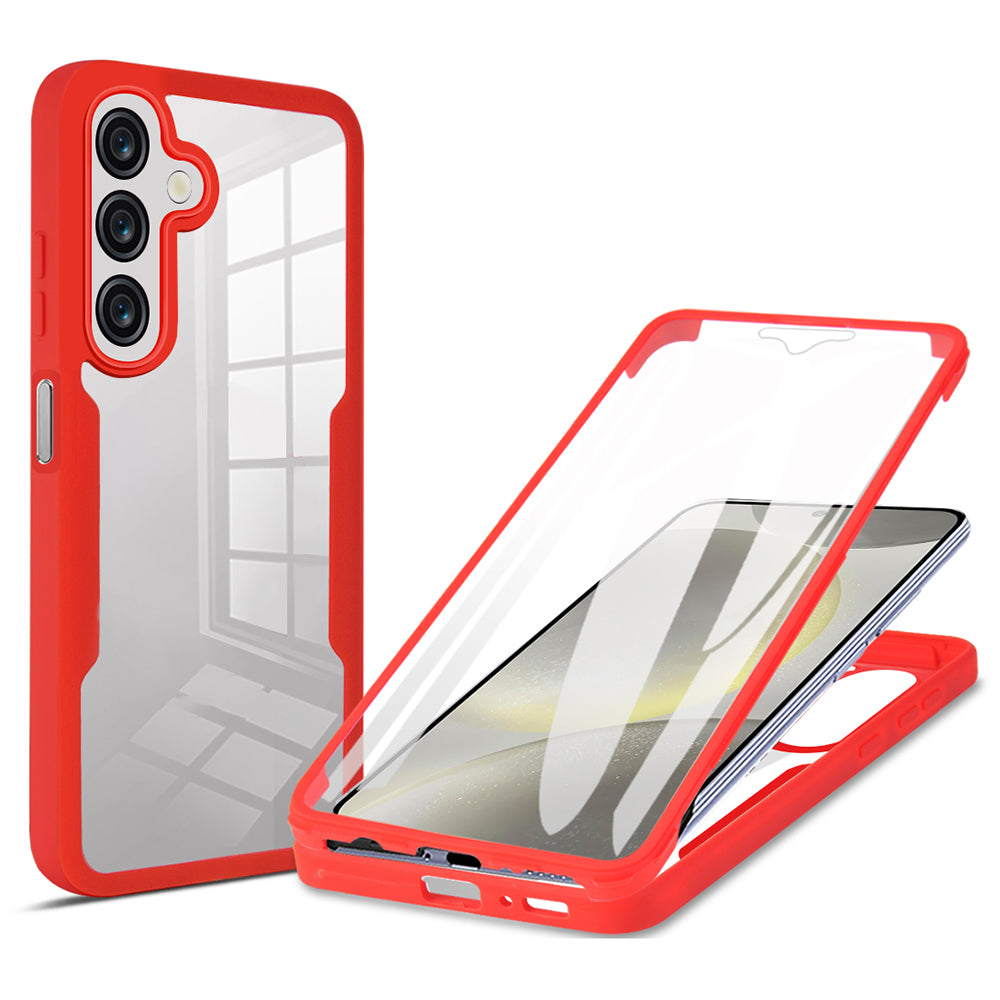 For Samsung Galaxy A16 5G / A16 4G Case Acrylic+TPU Clear Phone Cover with PET Screen Film - Red
