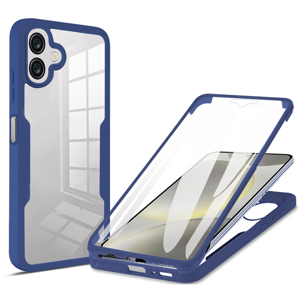 For Samsung Galaxy A06 Case Acrylic+TPU Clear Phone Cover with PET Screen Film - Blue