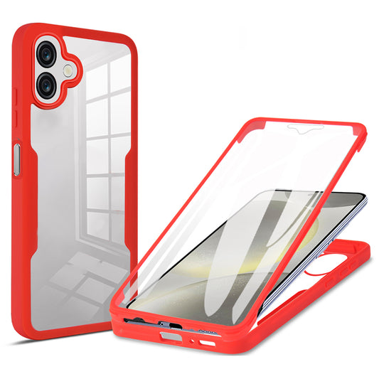 For Samsung Galaxy A06 Case Acrylic+TPU Clear Phone Cover with PET Screen Film - Red