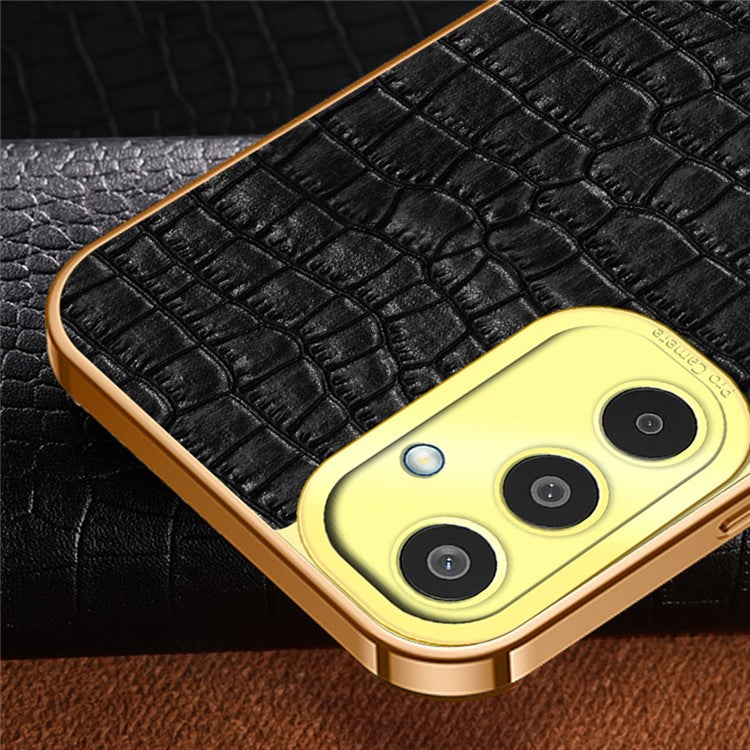 For Samsung Galaxy M35 5G Case Finger Ring Kickstand TPU+Leather 6D Electroplating Phone Cover - White