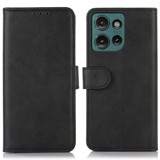 For Motorola Edge 50 Neo 5G / Moto S50 5G / Thinkphone 25 5G Case Cowhide Texture Leather Wallet Phone Cover with Stand - Black