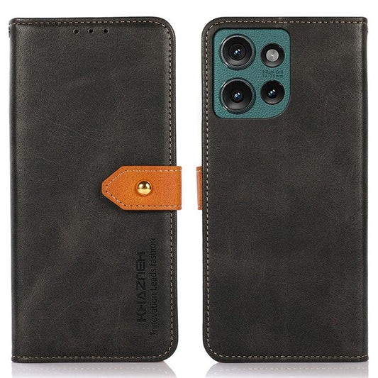 KHAZNEH For Motorola Edge 50 Neo 5G / Moto S50 5G / Thinkphone 25 5G Wallet Phone Case Stand Leather Flip Cover - Black