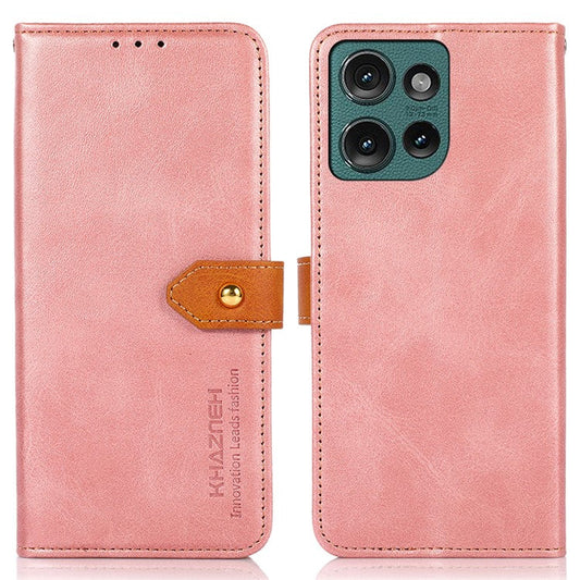 KHAZNEH For Motorola Edge 50 Neo 5G / Moto S50 5G / Thinkphone 25 5G Wallet Phone Case Stand Leather Flip Cover - Rose Gold