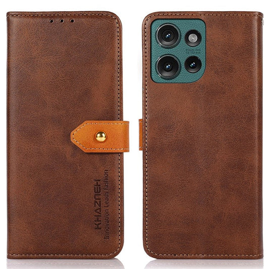 KHAZNEH For Motorola Edge 50 Neo 5G / Moto S50 5G / Thinkphone 25 5G Wallet Phone Case Stand Leather Flip Cover - Brown