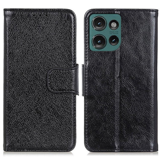 For Motorola Edge 50 Neo 5G / Moto S50 5G / Thinkphone 25 5G Case Nappa Texture Split Leather Wallet Phone Cover - Black