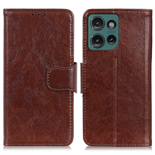 For Motorola Edge 50 Neo 5G / Moto S50 5G / Thinkphone 25 5G Case Nappa Texture Split Leather Wallet Phone Cover - Brown