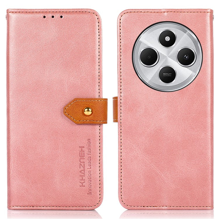 KHAZNEH For Xiaomi Poco C75 4G / Redmi 14R 5G / 14C 4G Wallet Phone Case Stand Leather Flip Cover - Rose Gold