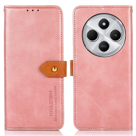 KHAZNEH For Xiaomi Poco C75 4G / Redmi 14R 5G / 14C 4G Wallet Phone Case Stand Leather Flip Cover - Rose Gold