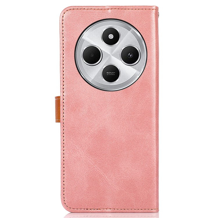 KHAZNEH For Xiaomi Poco C75 4G / Redmi 14R 5G / 14C 4G Wallet Phone Case Stand Leather Flip Cover - Rose Gold