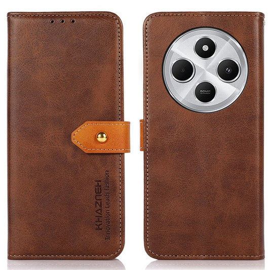 KHAZNEH For Xiaomi Poco C75 4G / Redmi 14R 5G / 14C 4G Wallet Phone Case Stand Leather Flip Cover - Brown