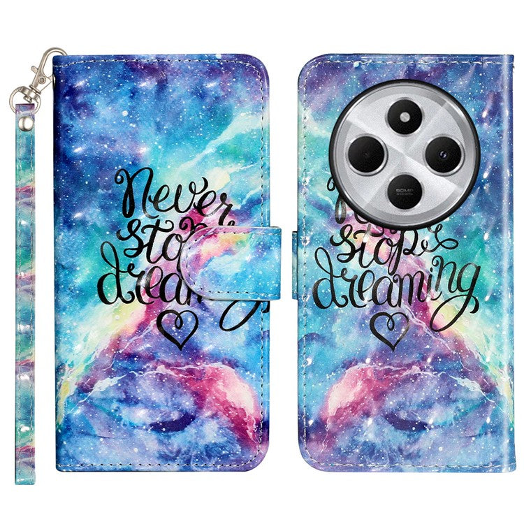 For Xiaomi Poco C75 4G / Redmi 14R 5G / 14C 4G Case 3D Pattern Printed Phone Leather Phone Cover - Starry Sky