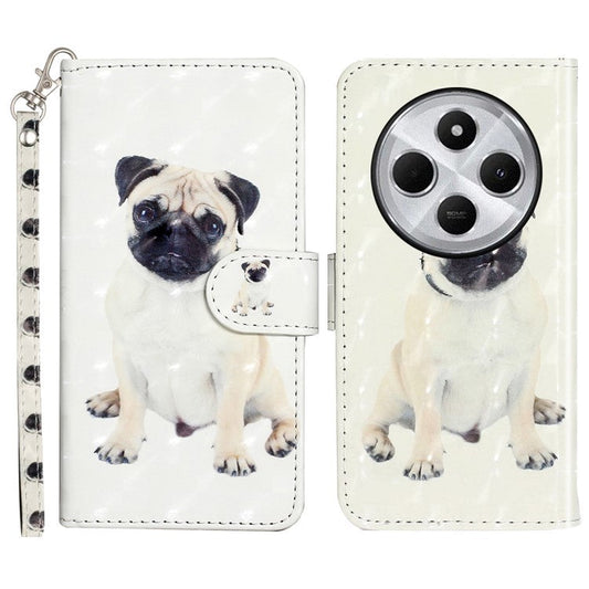 For Xiaomi Poco C75 4G / Redmi 14R 5G / 14C 4G Case 3D Pattern Printed Phone Leather Phone Cover - Dog