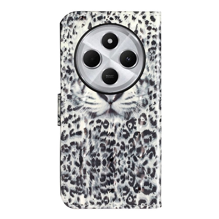 For Xiaomi Poco C75 4G / Redmi 14R 5G / 14C 4G Case 3D Pattern Printed Phone Leather Phone Cover - Leopard