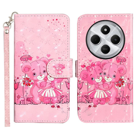 For Xiaomi Poco C75 4G / Redmi 14R 5G / 14C 4G Case 3D Pattern Printed Phone Leather Phone Cover - Bears