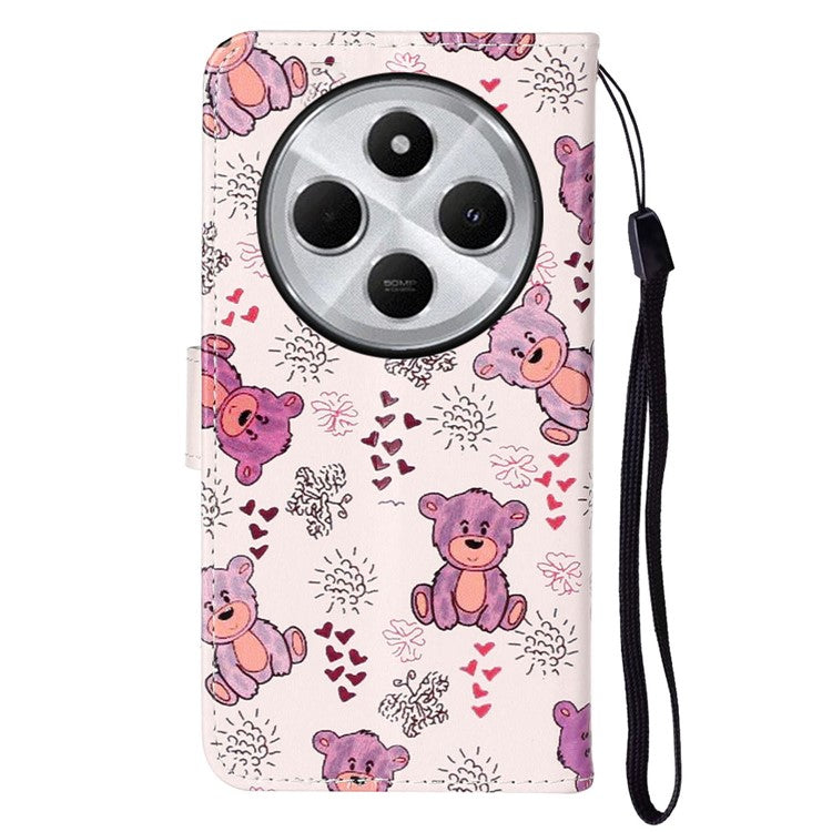 For Xiaomi Poco C75 4G / Redmi 14R 5G / 14C 4G Case Pattern Leather Wallet Phone Cover with Card Holder - Bear