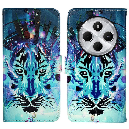 For Xiaomi Poco C75 4G / Redmi 14R 5G / 14C 4G Case Pattern Leather Wallet Phone Cover with Card Holder - Wolf