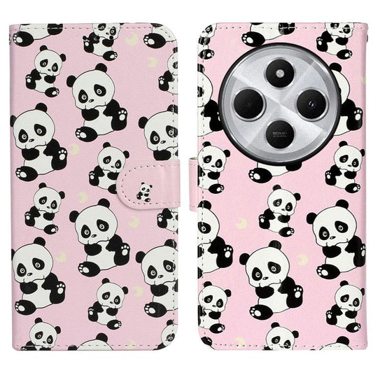 For Xiaomi Poco C75 4G / Redmi 14R 5G / 14C 4G Case Pattern Leather Wallet Phone Cover with Card Holder - Panda