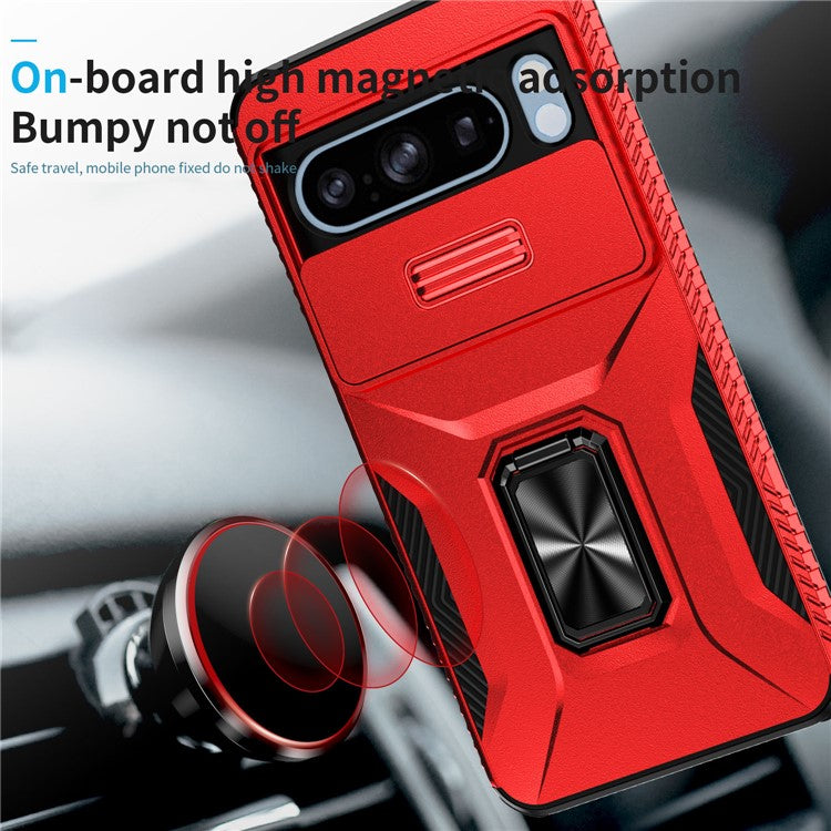 For Google Pixel 8 Pro Case Camshield Kickstand TPU+PC Anti-Slip Phone Cover -  Red