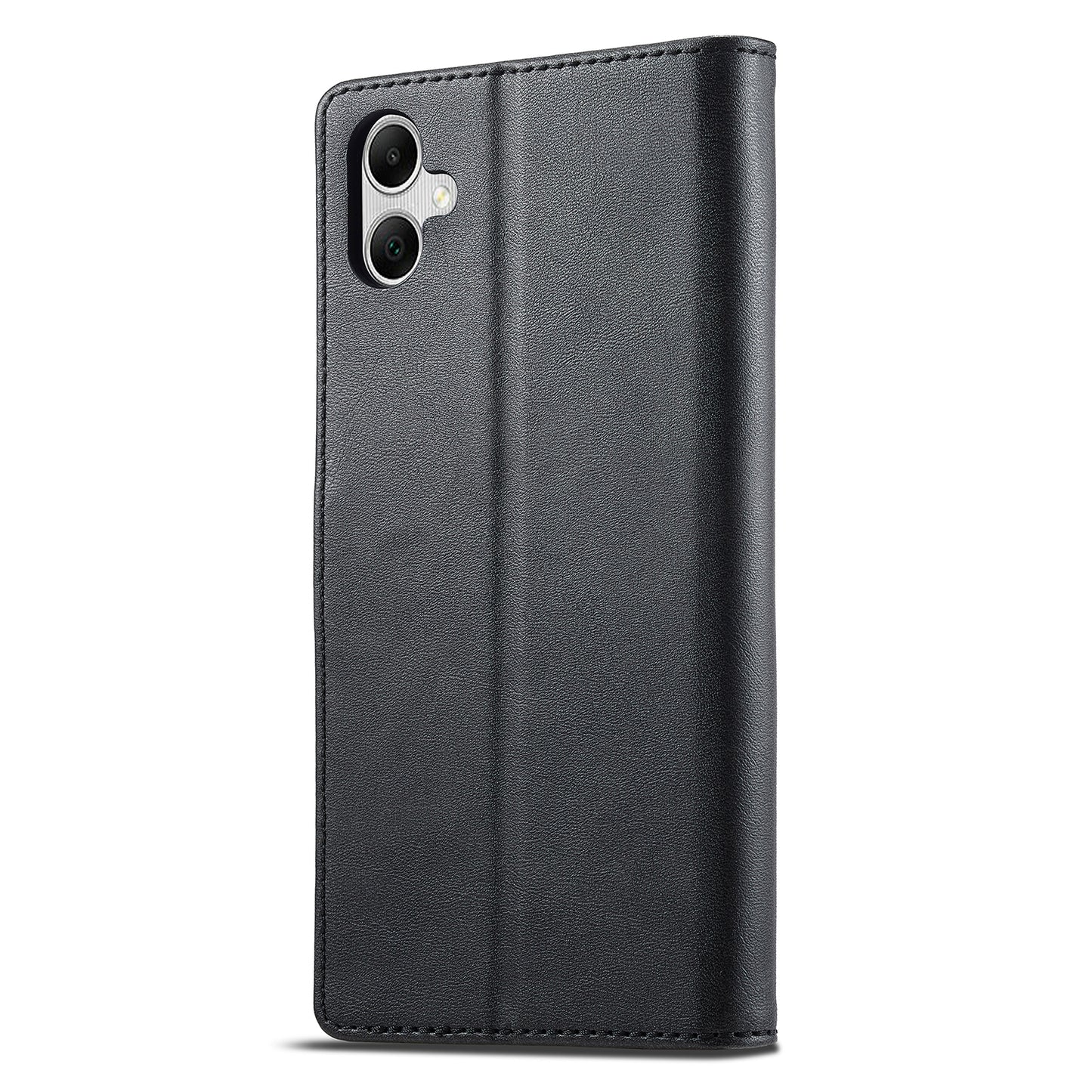 LC.IMEEKE For Samsung Galaxy A06 Case Calf Texture PU Leather Stand Wallet Phone Cover - Black