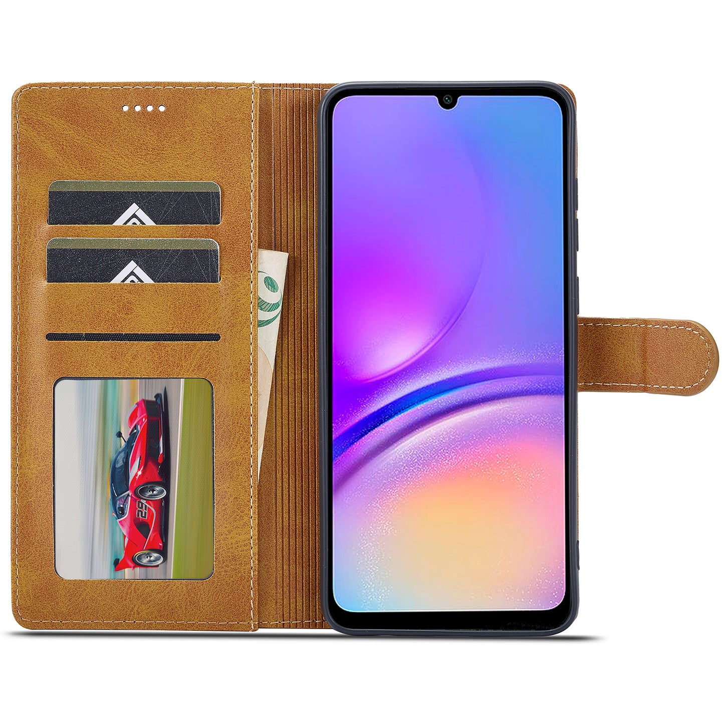 LC.IMEEKE For Samsung Galaxy A06 Case Calf Texture PU Leather Stand Wallet Phone Cover - Yellow