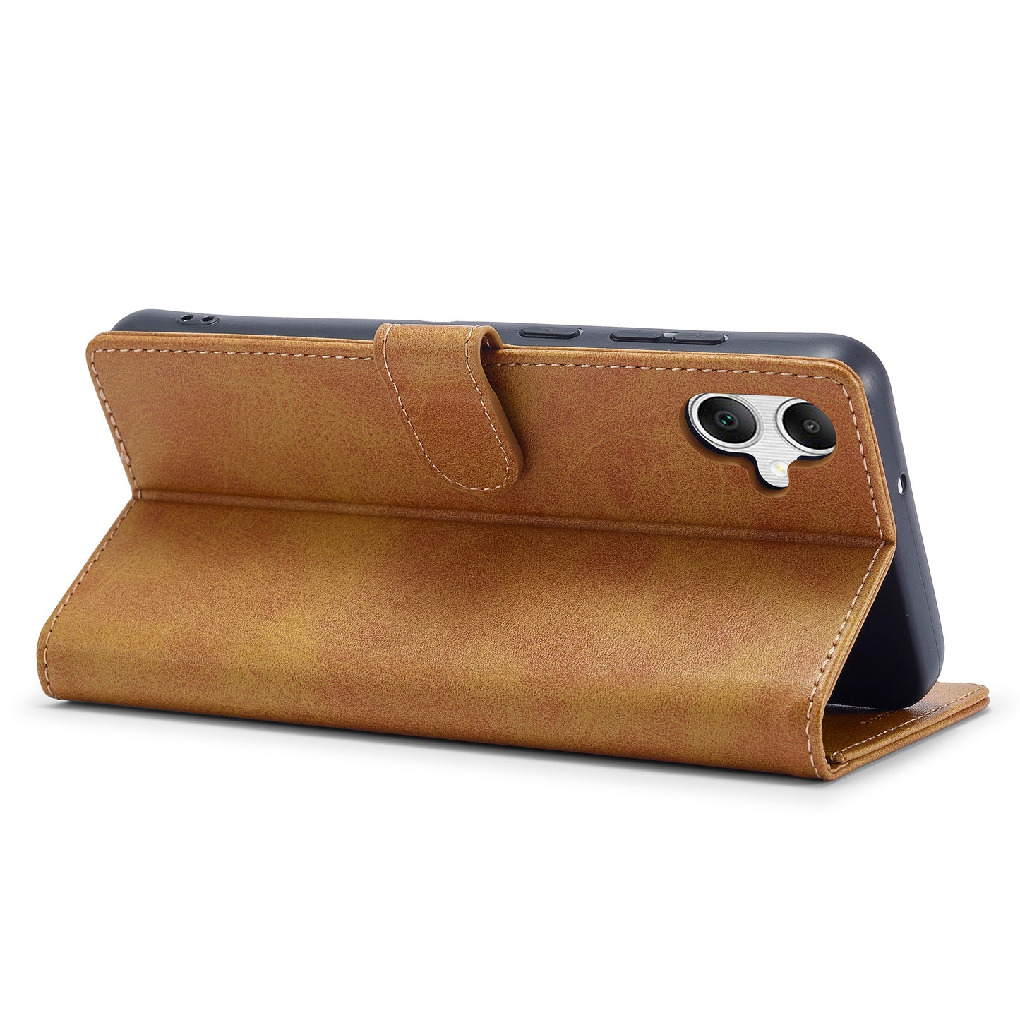 LC.IMEEKE For Samsung Galaxy A06 Case Calf Texture PU Leather Stand Wallet Phone Cover - Yellow