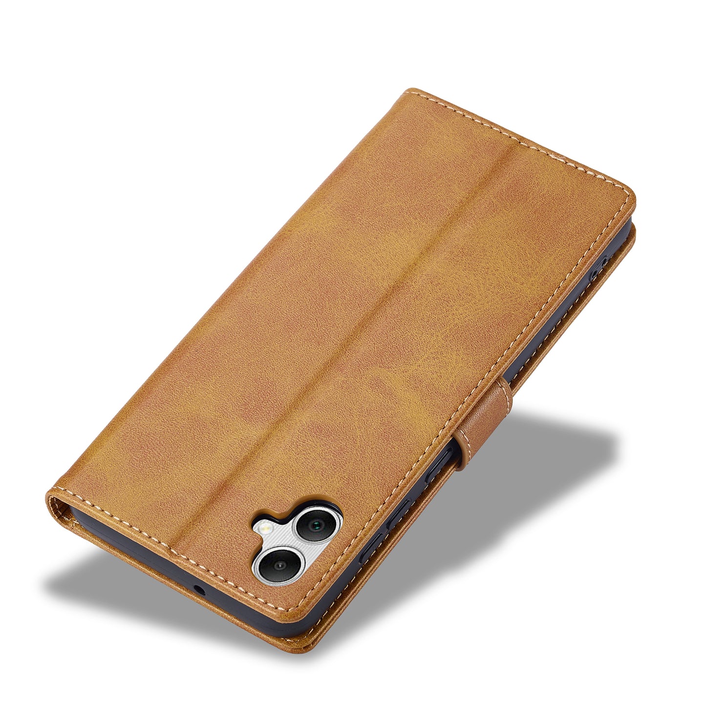 LC.IMEEKE For Samsung Galaxy A06 Case Calf Texture PU Leather Stand Wallet Phone Cover - Yellow