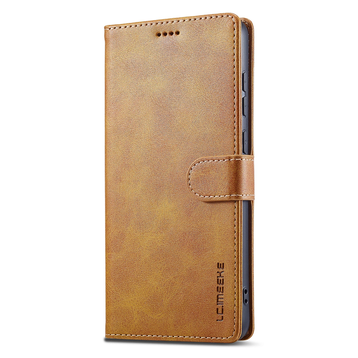 LC.IMEEKE For Samsung Galaxy A06 Case Calf Texture PU Leather Stand Wallet Phone Cover - Yellow