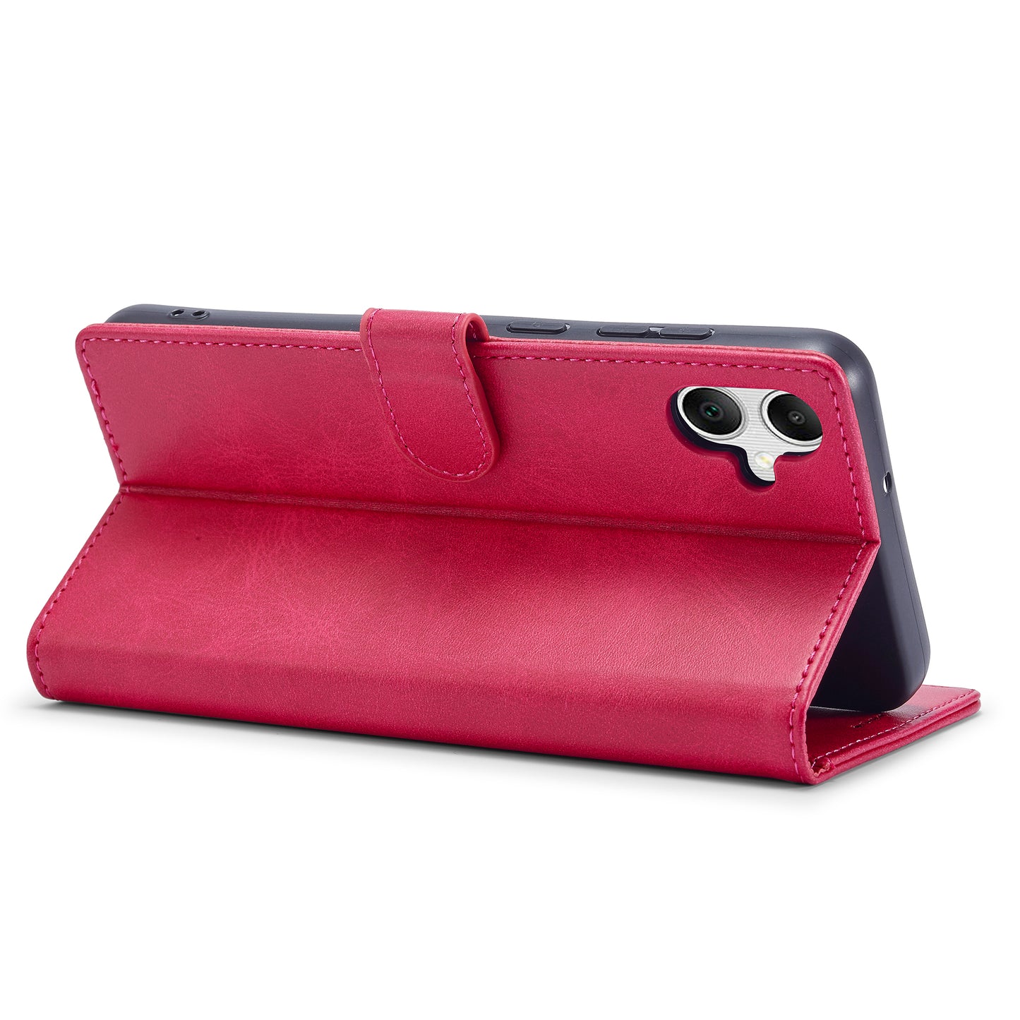 LC.IMEEKE For Samsung Galaxy A06 Case Calf Texture PU Leather Stand Wallet Phone Cover - Rose