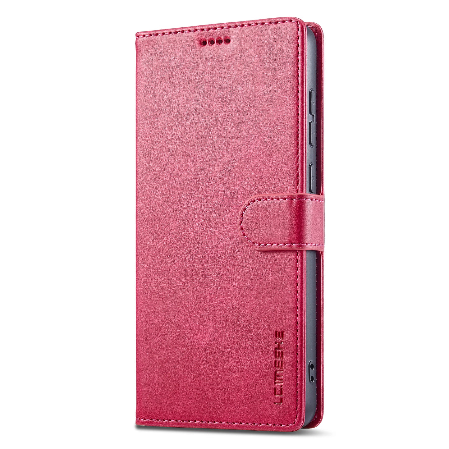 LC.IMEEKE For Samsung Galaxy A06 Case Calf Texture PU Leather Stand Wallet Phone Cover - Rose