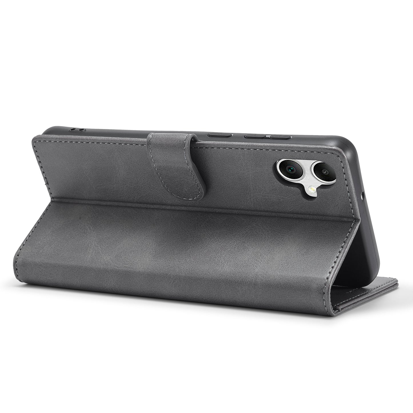 LC.IMEEKE For Samsung Galaxy A06 Case Calf Texture PU Leather Stand Wallet Phone Cover - Grey